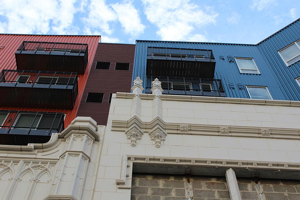 New and old architctural styles. Photo by Meg Flores.