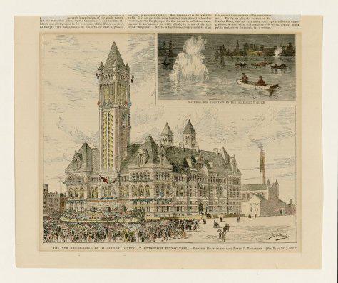 "View of New Courthouse of Allegheny County at Pittsburgh, Pennsylvania after a drawing by Hawley, 1888." Pittsburgh Prints from the Collection of Wesley Pickard, ca. 1843-1982.