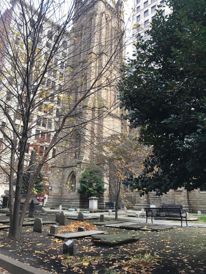 Trinity Cathedral as seen from its graveyard. Photo by Janine Faust